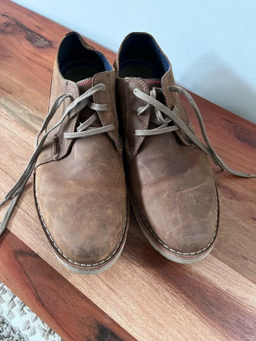 Clarks Collection Vargo Plain Dark Tan Leather‎ Oxfords Mens 12 M Brown Lace Up
